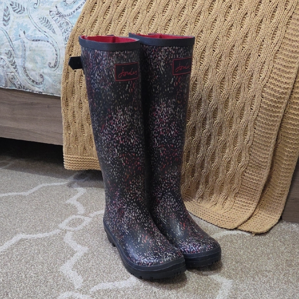 Joules 'Welly Print' Adjustable Tall Rain Boots - Size 8